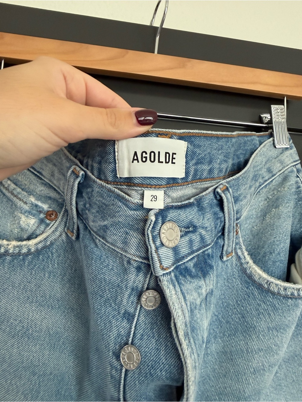 Agolde High-Waist Light Blue Denim Cutoff Shorts - Picture 3 of 4